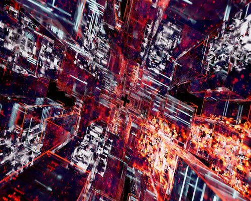 Futuristic moving skyline in the fictional Skyline Motion Matrix game
